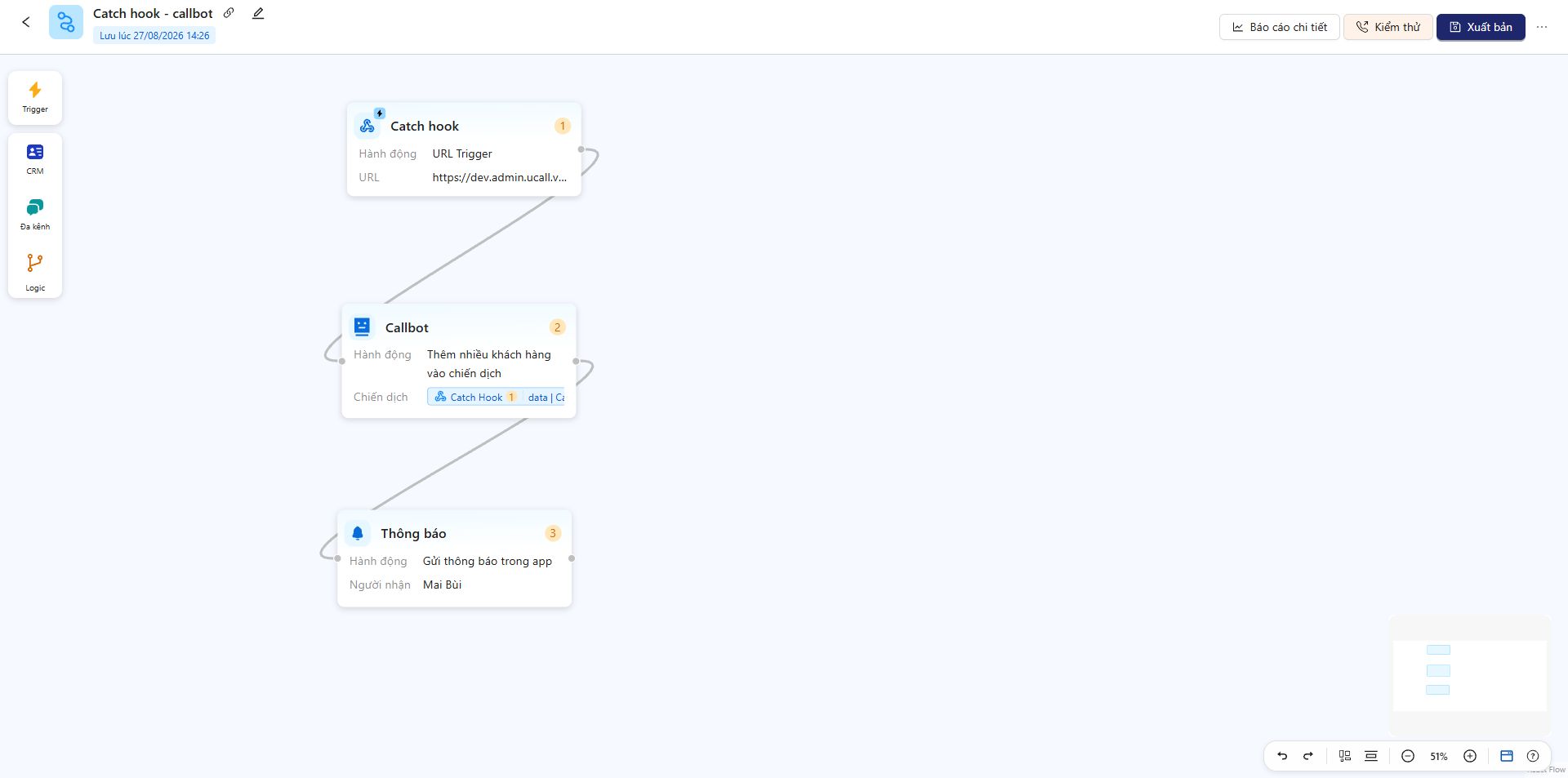 Flow tham khảo thêm khách hàng vào chiến dịch Callbot