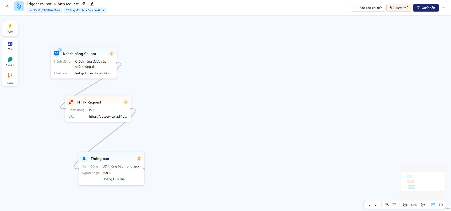 Flow đồng bộ dữ liệu Callbot qua HTTP Request